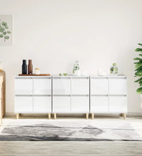 Sideboards 3 Stk. Hochglanz-Weiß 60x35x70 cm Holzwerkstoff