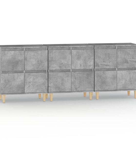 Sideboards 3 Stk. Betongrau 60x35x70 cm Holzwerkstoff