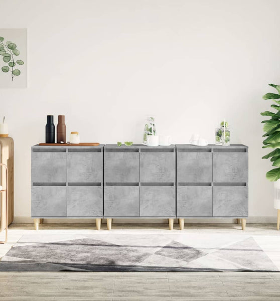 Sideboards 3 Stk. Betongrau 60x35x70 cm Holzwerkstoff