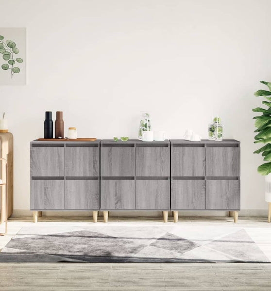 Sideboards 3 Stk. Grau Sonoma 60x35x70 cm Holzwerkstoff