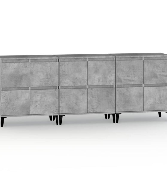 Sideboards 3 Stk. Betongrau 60x35x70 cm Holzwerkstoff