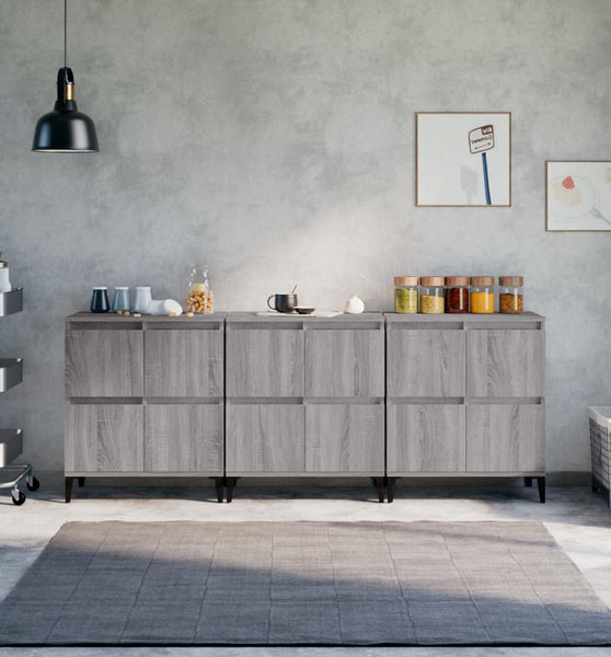 Sideboards 3 Stk. Grau Sonoma 60x35x70 cm Holzwerkstoff