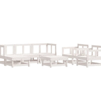7-tlg. Garten-Lounge-Set mit Kissen Weiß Massivholz