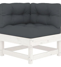 7-tlg. Garten-Lounge-Set mit Kissen Weiß Massivholz