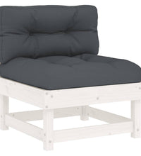 7-tlg. Garten-Lounge-Set mit Kissen Weiß Massivholz