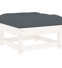 7-tlg. Garten-Lounge-Set mit Kissen Weiß Massivholz
