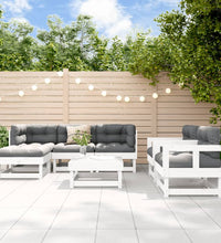 7-tlg. Garten-Lounge-Set mit Kissen Weiß Massivholz