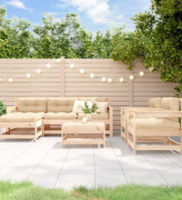 7-tlg. Garten-Lounge-Set mit Kissen Massivholz