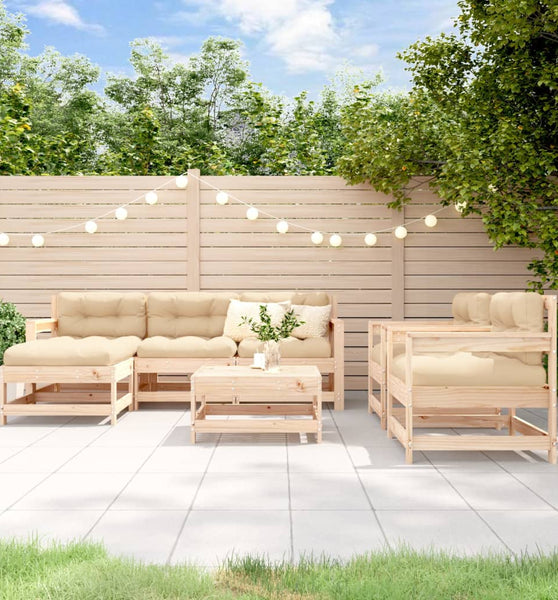 7-tlg. Garten-Lounge-Set mit Kissen Massivholz