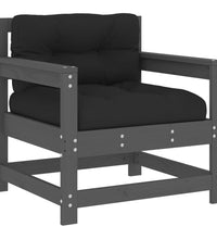 7-tlg. Garten-Lounge-Set mit Kissen Grau Massivholz