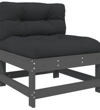 7-tlg. Garten-Lounge-Set mit Kissen Grau Massivholz