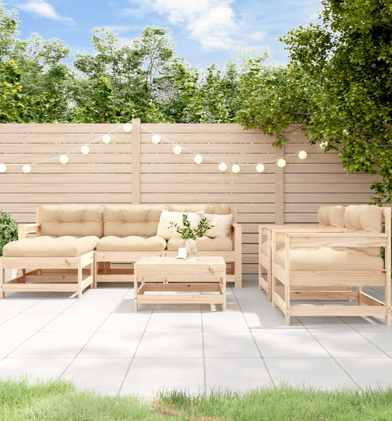 7-tlg. Garten-Lounge-Set mit Kissen Massivholz