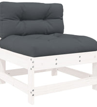 7-tlg. Garten-Lounge-Set mit Kissen Weiß Massivholz