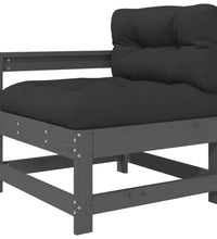 7-tlg. Garten-Lounge-Set mit Kissen Grau Massivholz