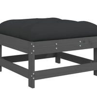 7-tlg. Garten-Lounge-Set mit Kissen Grau Massivholz