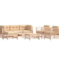 7-tlg. Garten-Lounge-Set mit Kissen Massivholz