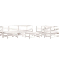 7-tlg. Garten-Lounge-Set mit Kissen Weiß Massivholz