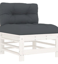 7-tlg. Garten-Lounge-Set mit Kissen Weiß Massivholz
