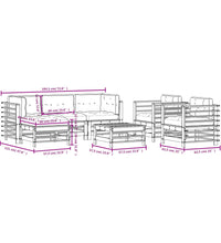 7-tlg. Garten-Lounge-Set mit Kissen Grau Massivholz