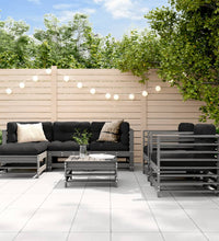 7-tlg. Garten-Lounge-Set mit Kissen Grau Massivholz