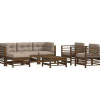 7-tlg. Garten-Lounge-Set mit Kissen Honigbraun Massivholz