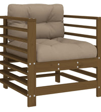 7-tlg. Garten-Lounge-Set mit Kissen Honigbraun Massivholz