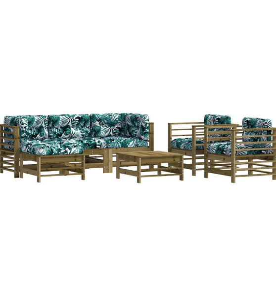 7-tlg. Garten-Lounge-Set mit Kissen Imprägniertes Kiefernholz