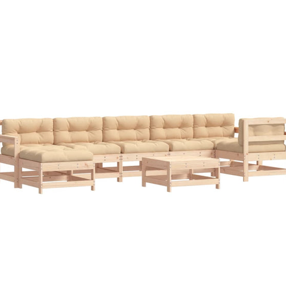 8-tlg. Garten-Lounge-Set mit Kissen Massivholz