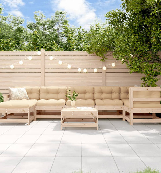 8-tlg. Garten-Lounge-Set mit Kissen Massivholz