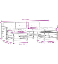 6-tlg. Garten-Lounge-Set mit Kissen Massivholz