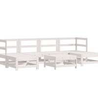 7-tlg. Garten-Lounge-Set mit Kissen Weiß Massivholz