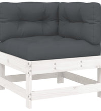 7-tlg. Garten-Lounge-Set mit Kissen Weiß Massivholz