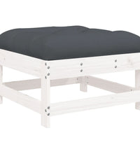 7-tlg. Garten-Lounge-Set mit Kissen Weiß Massivholz