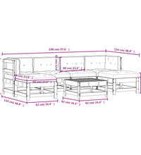 7-tlg. Garten-Lounge-Set mit Kissen Weiß Massivholz