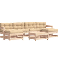 7-tlg. Garten-Lounge-Set mit Kissen Massivholz