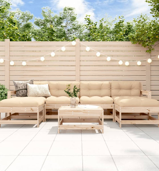 7-tlg. Garten-Lounge-Set mit Kissen Massivholz