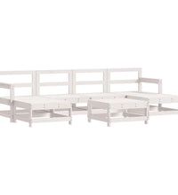 7-tlg. Garten-Lounge-Set mit Kissen Weiß Massivholz