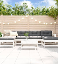 7-tlg. Garten-Lounge-Set mit Kissen Weiß Massivholz