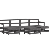 7-tlg. Garten-Lounge-Set mit Kissen Grau Massivholz