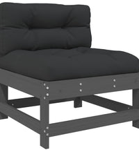 7-tlg. Garten-Lounge-Set mit Kissen Grau Massivholz