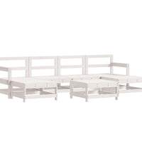 7-tlg. Garten-Lounge-Set mit Kissen Weiß Massivholz