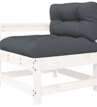 7-tlg. Garten-Lounge-Set mit Kissen Weiß Massivholz
