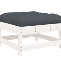 7-tlg. Garten-Lounge-Set mit Kissen Weiß Massivholz