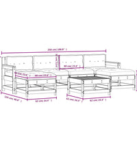 7-tlg. Garten-Lounge-Set mit Kissen Weiß Massivholz