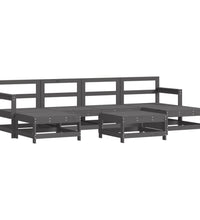 7-tlg. Garten-Lounge-Set mit Kissen Grau Massivholz