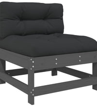 7-tlg. Garten-Lounge-Set mit Kissen Grau Massivholz