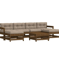 7-tlg. Garten-Lounge-Set mit Kissen Honigbraun Massivholz