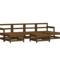 7-tlg. Garten-Lounge-Set mit Kissen Honigbraun Massivholz
