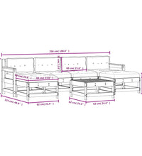 7-tlg. Garten-Lounge-Set mit Kissen Honigbraun Massivholz