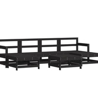 7-tlg. Garten-Lounge-Set mit Kissen Schwarz Massivholz